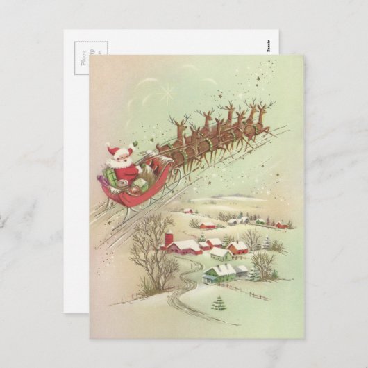 ヴィンテージクリスマスサンタinそり シーズンポストカード (正面/裏面)