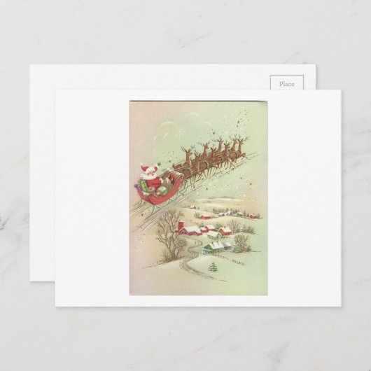 ヴィンテージクリスマスサンタinそり シーズンポストカード (正面/裏面)