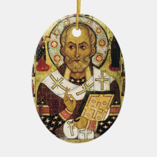 ヴィンテージクリスマスサンニコラスサンタ セラミックオーナメント (正面)