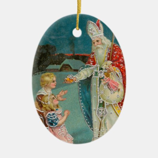 ヴィンテージクリスマスサンニコラス セラミックオーナメント (正面)