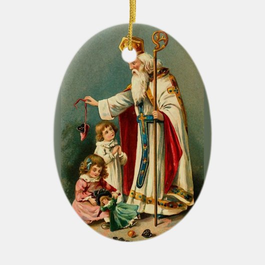 ヴィンテージクリスマスサンニコラス セラミックオーナメント (正面)