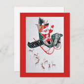 ヴィンテージクリスマスサン飛んでいるタ シーズンカード (正面/裏面)