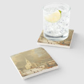 ヴィンテージクリスマスサー絵画ビス ストーンコースター (横)