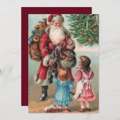 ヴィンテージクリスマスサ与えンタの贈り物 シーズンカード (正面/裏面)