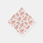 ヴィンテージクリスマスシカとキノコの家のパターン スタンダードカクテルナプキン (角)