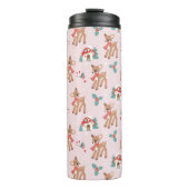 ヴィンテージクリスマスシカとキノコの家のパターン タンブラー (正面)