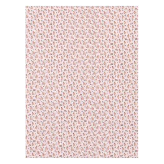 ヴィンテージクリスマスシカとキノコの家のパターン テーブルクロス (正面)