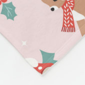 ヴィンテージクリスマスシカとキノコの家のパターン フリースブランケット (角)