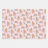 ヴィンテージクリスマスシカとキノコの家のパターン ラッピングペーパーシート (正面)
