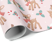 ヴィンテージクリスマスシカとキノコの家のパターン ラッピングペーパー (ロールコーナー)