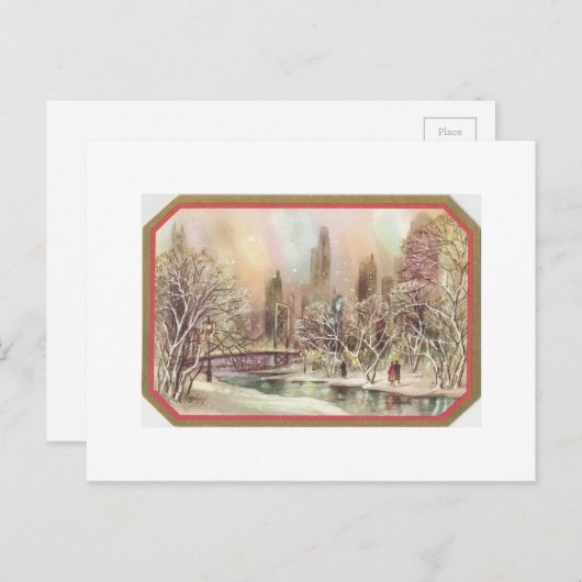 ヴィンテージクリスマスシティシーン シーズンポストカード (正面/裏面)