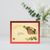 ヴィンテージクリスマスシャンパンボトル シーズンポストカード (スタンド正面)