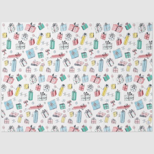 ヴィンテージクリスマスショッピングかわいい手描きギフト 薄葉紙 (正面)