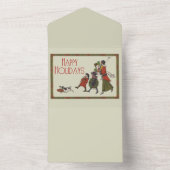 ヴィンテージクリスマスショッピングファミリーおもしろい オールインワン招待状 (内側)