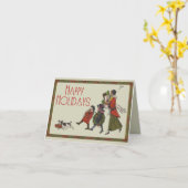 ヴィンテージクリスマスショッピングファミリーおもしろい カード (黄色い花)