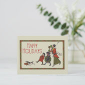 ヴィンテージクリスマスショッピングファミリーおもしろい シーズンポストカード (スタンド正面)