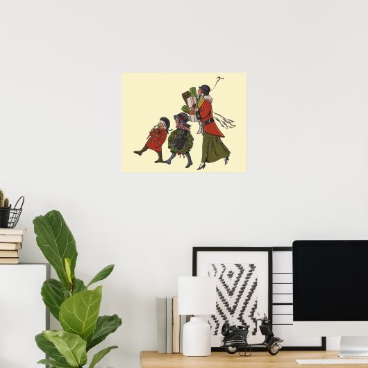 ヴィンテージクリスマスショッピングファミリーおもしろい ポスター (ホームオフィス)