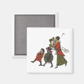 ヴィンテージクリスマスショッピングファミリーおもしろい マグネット (正面/裏面)