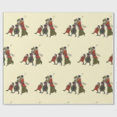 ヴィンテージクリスマスショッピングファミリーおもしろい ラッピングペーパー (フラット)