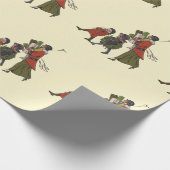 ヴィンテージクリスマスショッピングファミリーおもしろい ラッピングペーパー (角)