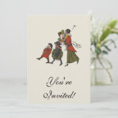 ヴィンテージクリスマスショッピングファミリーおもしろい 招待状 (スタンド正面)