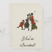 ヴィンテージクリスマスショッピングファミリーおもしろい 招待状 (正面/裏面)