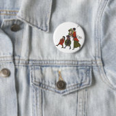 ヴィンテージクリスマスショッピングファミリーおもしろい 缶バッジ (インサイチュ)