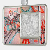 ヴィンテージクリスマスショッピング シルバープレートフレームオーナメント (左)