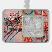 ヴィンテージクリスマスショッピング シルバープレートフレームオーナメント (正面)