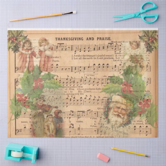 ヴィンテージクリスマスシリーズデザイン4 薄葉紙 (クラフト)