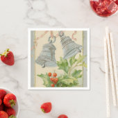 ヴィンテージクリスマスシルバーベル&ホリー スタンダードカクテルナプキン (インサイチュ)