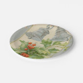 ヴィンテージクリスマスシルバーベル&ホリー ペーパープレート (アングル)