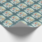 ヴィンテージクリスマスシンギングエンジェルズブルーキャンドル ラッピングペーパー (角)