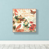 ヴィンテージクリスマスシーズンのご挨拶 キャンバスプリント (インサイチュ (ウッドフロア))
