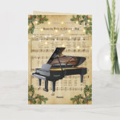 ヴィンテージクリスマスシート音楽とグランドピアノ シーズンカード (裏面)