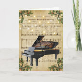 ヴィンテージクリスマスシート音楽とグランドピアノ シーズンカード (正面)