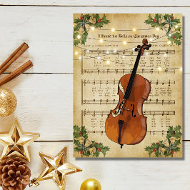 ヴィンテージクリスマスシート音楽とチェロ ポストカード