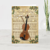 ヴィンテージクリスマスシート音楽とバイオリン シーズンカード (正面)