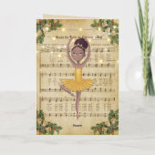 ヴィンテージクリスマスシート音楽とバレリーナ シーズンカード (裏面)