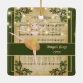 ヴィンテージクリスマスシート音楽とバレリーナ セラミックオーナメント (裏面)