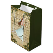 ヴィンテージクリスマスシート音楽とバレリーナ ミディアムペーパーバッグ (正面アングル)