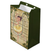 ヴィンテージクリスマスシート音楽とバレリーナ ミディアムペーパーバッグ (正面アングル)