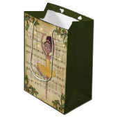 ヴィンテージクリスマスシート音楽とバレリーナ ミディアムペーパーバッグ (正面アングル)