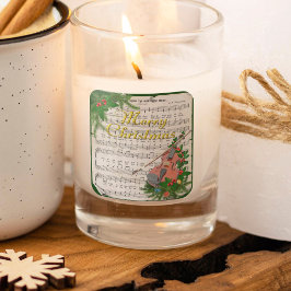 ヴィンテージクリスマスシート音楽とフェスティバルバイオリン スクエアシール