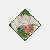 ヴィンテージクリスマスシート音楽とフェスティバルバイオリン スタンダードカクテルナプキン (角)