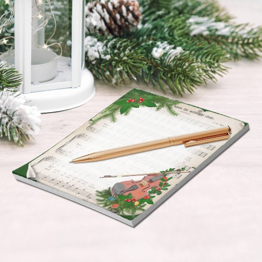 ヴィンテージクリスマスシート音楽とフェスティバルバイオリン ノートパッド