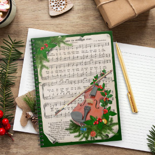 ヴィンテージクリスマスシート音楽とフェスティバルバイオリン ノートブック