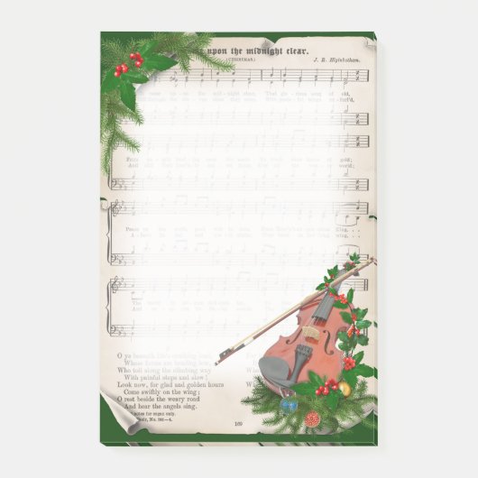 ヴィンテージクリスマスシート音楽とフェスティバルバイオリン ポストイット (正面)
