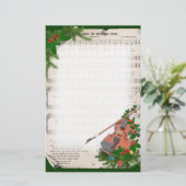 ヴィンテージクリスマスシート音楽とフェスティバルバイオリン 便箋 (スタンド正面)