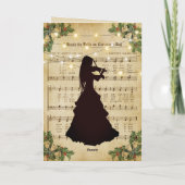 ヴィンテージクリスマスシート音楽ガールとバイオリン シーズンカード (裏面)